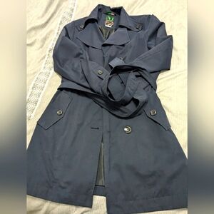 Navy blue trench coat